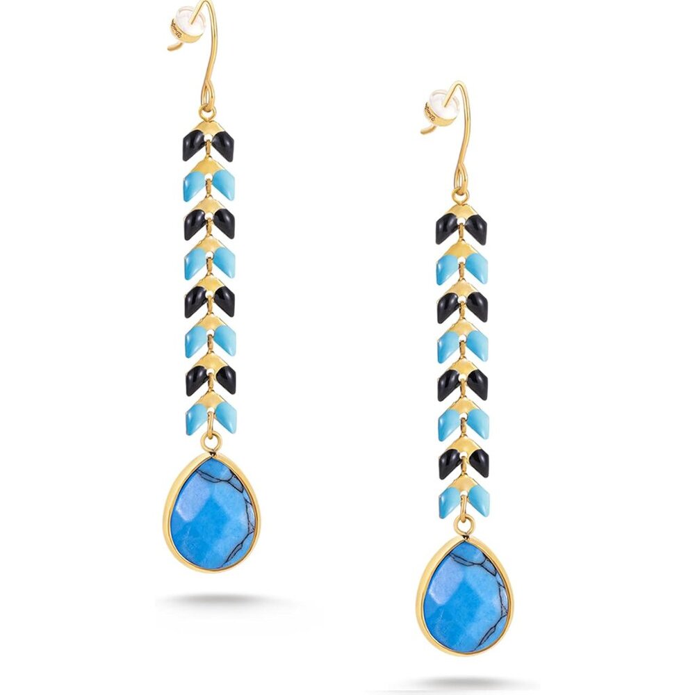 Wrangler Gold Western Drop Dangle Earrings for Women 14K Statement Natrual Stone
